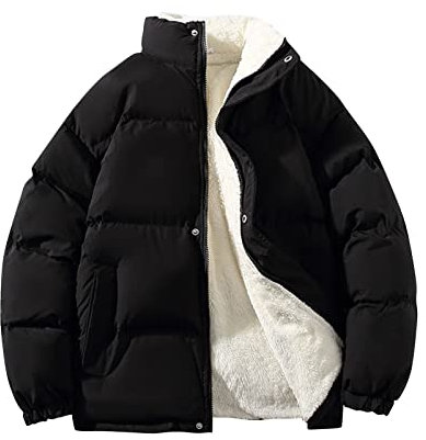 KONG JIMFAN Puffer Jacke Herren Anzüge Übergröße Jacke Herren Jacke Skijacke Herren Jacken Männer Allwetterjacke Herren Kapuzenpullover Für Herren Regenponcho Neon Fleecejacket(Schwarz,L)