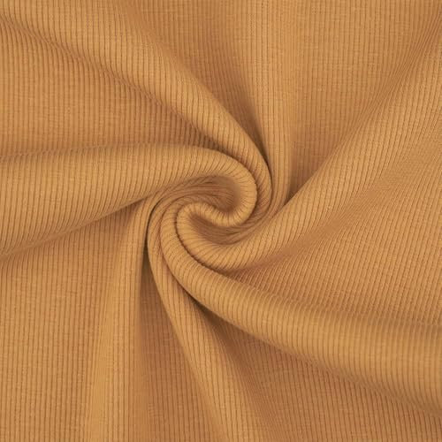 Bündchenstoff Alina, leicht gerippt, Schlauchware, uni ocker (Länge am Stück: ab 25cm x Breite: 28cm/56cm)