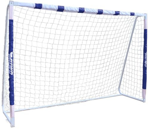 MUWO Grande porta da calcio in acciaio resistente, con rivestimento in tessuto e rete. 3 x 2 metri, facile da montare grazie al sistema a incastro con istruzioni (lingua italiana non garantita),