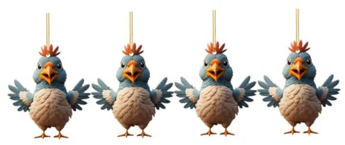 BESPORTBLE 4 Stück Hahn-Garten-anhänger Hühnerbaumschmuck Huhn-feiertagsdekoration Christbaumschmuck Lustige Weihnachtshühnerdekorationen Hahn-Ornament Fürs Auto Weihnachtsbaum Acryl Tier