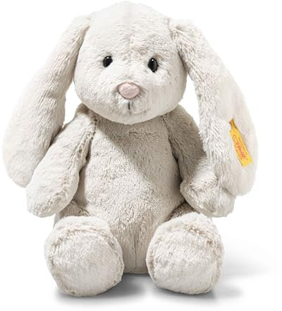 Steiff Kuscheltier Light at Night Hoppie Hase, Süßes Stofftier mit Kunststoffaugen, Kinder, Jungen & Mädchen, Friends, Plüschtier 28 cm, Hellgrau, 081026