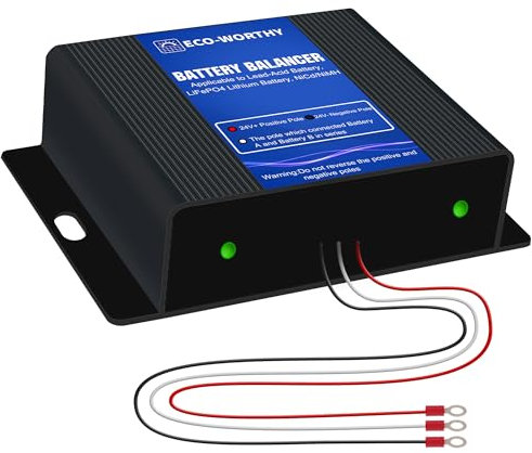 ECO-WORTHY Équilibreur de batterie 24 V 12 V x 2 - Équilibreur de batterie actif pour batteries au lithium LiFePO4, batteries plomb-acide/gel/SLA et nickel-hydrure métallique pour camping-cars et