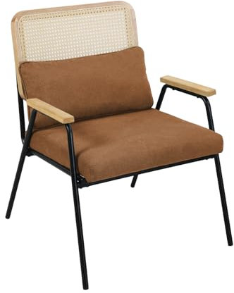 SVITA THEA Loungesessel Rattansessel Retrosessel Rattan Holz Indoor Vintage skandinavisch modern Wohnzimmer Lesezimmer Wartezimmer Braun