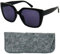 Stylisch Schmetterling Sonnenbrille Damen mit Sehstärke, Kunststoff Brillengestell mit (Schwarz) und großen Gläsern, Gratis Etui, Lesesonnenbrille +2.5 Dioptrien