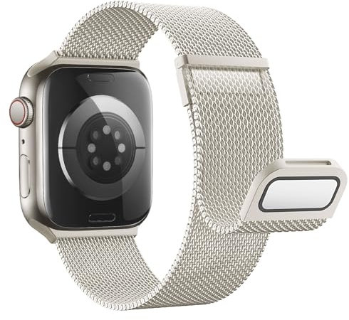 Astorgos Correas Metálica Compatible con Correa Apple Watch Series 9 8 7 6 5 4 3 2 1 SE 38/40/41mm, Bracelet Magnética Doble Pulsera de Metal de Acero Inoxidable, Estrella Oro
