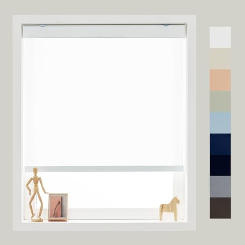 FOIRESOFT Noiseless+ Cordless Custom Light Filtering Roller Shades [White, W 31 x H 48 inch] Glare Reduce Soften Light Window Blinds for Day and Night Privacy, Home Office Patio Door