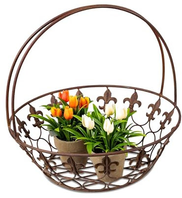 formano Metallkorb Antik 29 cm Blumen Korb Garten Deko Sommerzeit