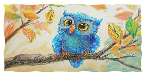 Strandtuch für Damen und Herren, Eule auf Ast, Strandtuch, extra groß, Strandzubehör für Schwimmen, Pool, Camping, Yoga, Fitnessstudio, Sport