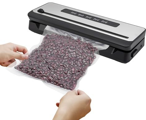Vakuumiergerät Automatisch Vakuumierer 5 in 1 Vakuum Akuumiergerät Für Lebensmittel, Mit 10 Vakuumier-Beutel und Schlauch, Vacuum Sealer für Fleisch, Gemüse, Nüsse, Brot Usw