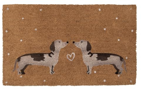 Clayre & Eef Door Mat 75 x 45 cm Brown PVC Coir Dachshund Coconut Mat