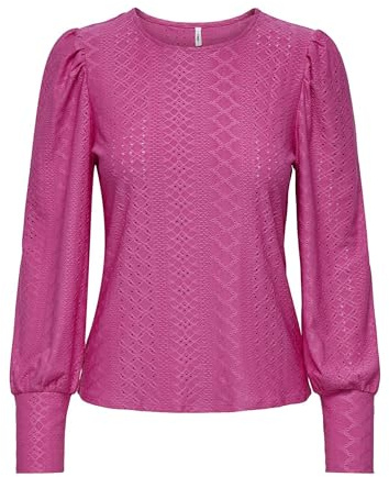 ONLY Damen Onlsandra L/S Puff JRS Noos Top, Raspberry Rose, M