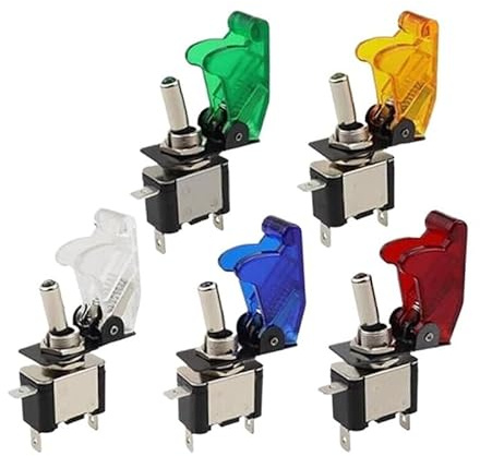 Auto Car Boat Truck Illuminated Led Toggle Switch With Aircraft Flip Up Cover Guard Red Blue Green Yellow White 12V20A(Beige)