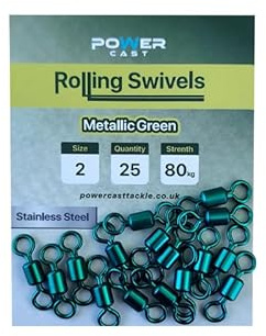 Sea fishing extra strong metallic green power swivels