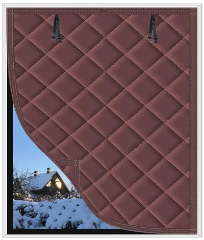 Kit de aislamiento de la ventana para el invierno- Cubierta de la ventana aislante, Oxford Cloth Thicken Cotton Layer con cinta de doble cara para mantener el frío fuera(125x155cm,marrón)