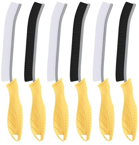 TQRR Lot de 2 brosses de nettoyage pour salle de bain, brosse de toilette profonde avec trou de suspension, brosse de nettoyage multifonctionnelle pour éviers de cuisine, baignoire, douche (6, jaune)