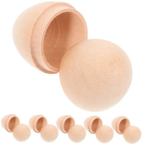 Ciieeo 6 Stück DIY Kunsthandwerk Aus Holz Hohle Eier Ostern Unvollendete Malerei Holzei Ostern Malerei Handwerk Ostern Holz Unvollendetes Ei DIY Holzeier