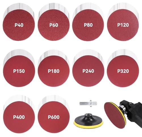 100PCS 125mm Angle Grinder Grinding Discs 40-600 Grit, Sander Polishing Pads Kit, Premium Gold Sandpaper, Sticky flocking sandpaper