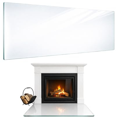 TMK ArtDeko Placa de Suelo de Chimenea Rectangular – Placa de Protección contra Chispas de Alta Calidad de Cristal de Seguridad Transparente - 90x52 cm