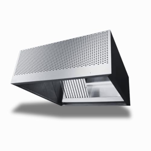 Hotte Professionnelle Cubique en Inox – Hottes Statique – Hotte Aspirante Triple Flux et Extraction, Filtres, Variateur et Luminaire – Restaurant, Food Truck, Fast-Food – Cuisine Pro (1500x1300 mm)