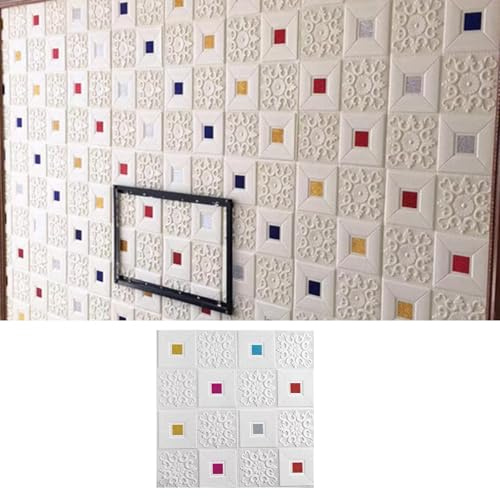 HSIRYAOHD Piastrelle per soffitti in PVC robusto, autoadesivo, 70 x 70 cm, pannelli di rivestimento per coprire la parte superiore danneggiata del soffitto, resistente all'olio e al vapore