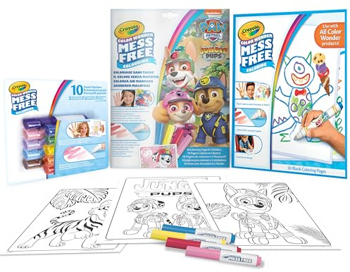 CRAYOLA Color Wonder Pat' Patrouille - Feutres Magiques Sans Tâche avec Personnages Paw Patrol - Activité Créative Sûre pour Enfants Dès 3 Ans