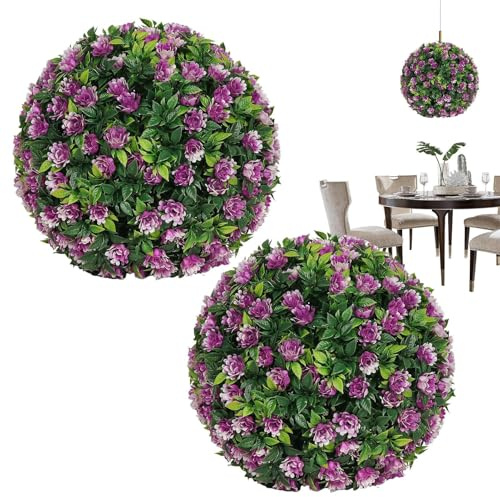 Generico Palle di Bosso Artificiale - Piante Sfere Bosso Finto - 2 Pezzi Decorazioni da Appeso per Interni ed Esterni Portico Giardino Terrazzo Balcone