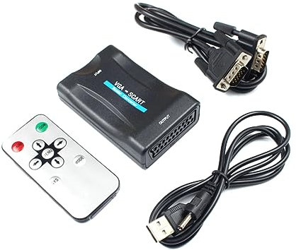 SHINEOFI Vga zu Scart Adapter Vga zu Scart Video für Pc Laptop und Tv Unterstützt Ntsc Pal kein Treiber Erforderlich Kompakt und Tragbar