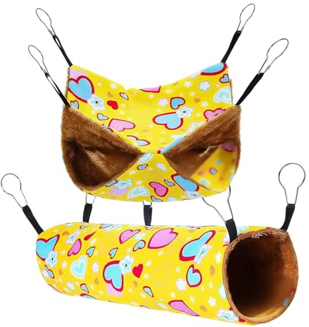 Ferret Hammock Climbing Toy, Glider Bed, Enrichment Playground | Hamster Beds Furniture Enrichment for Hamster Hedgehog Mice Pet Cage Playground Small Animal Tiny Breed Home
