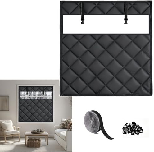 Fensterisolierungsset, Fenster Isolierung Gegen KäLte,119x160cm,Thermovorhang, WäRmeschutzvorhang Winters FüR Fenster Winterfest Machen, Schwarz(Blacks,20x30(51x76 cm))