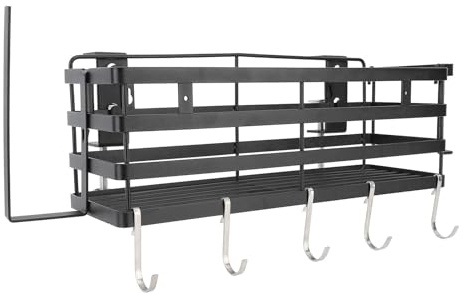Hamwesh Griddle-Caddy, Platzsparender Grill-Caddy, Aufbewahrungsbox für Grillzubehör mit Magnetischen Werkzeug-, Messer- und Papierhandtuchhaltern und 5 J-förmigen Haken Zum Grillen und Grillen Im