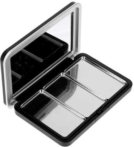 Schwarz Leere Lidschatten Aufbewahrungsbox, 3-fach mit Spiegel | Eyeliner, Schnappverschluss, Eisen und Kunststoff, Lippenstift, für Lidschatten, Make Up Artists
