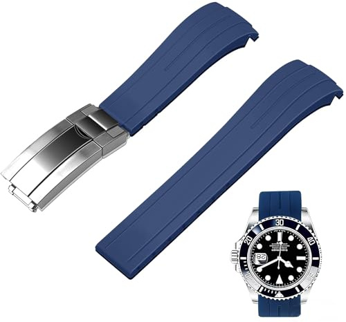 Juntan 18mm 20mm 21mm 22mm Gebogenes Ende Kautschuk Uhrenarmband, Verjüngtes Silikon Gebogenes Ersatz Uhrenarmbänder für Männer Frauen mit Klassischer Tauchschnalle