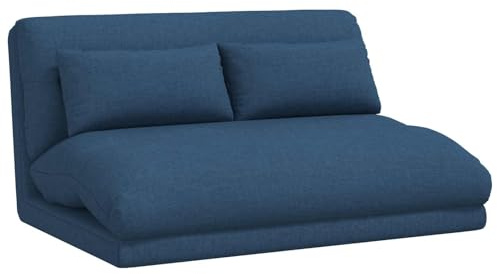 vidaXL Verstellbarer Fußsessel Blau Stoff, Verstellbarer Relaxstuhl, moderner Sitz, perfekt fürs Wohnzimmer, platzsparendes Design