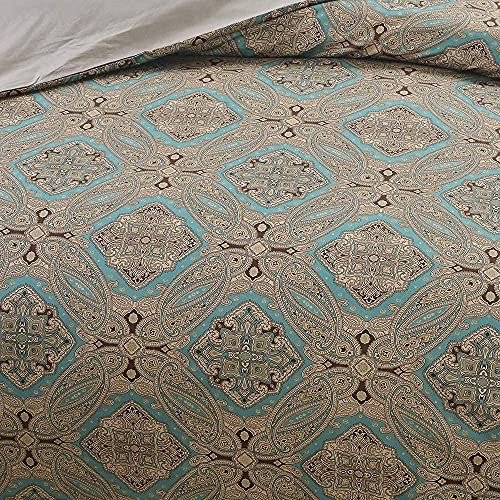 Brandream Luxury Hotel, 3pc 800-Thread-Count Duvet Cover Set with Button Closure, King, Taupe Paisley, 100% Cotton Sateen