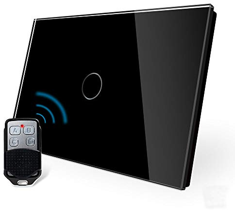 LIVOLO Wireless Remoto Interruttore della Luce con Indicatore LED Touch Switch con Pannello in Cristallo Toccare Interruttore a parete per Illuminazione Domestica,1 Gang 1 Way,C901R-12