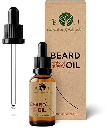 3-in-1 Bartöl,Feuchtigkeitsspendendes, Haarwuchs Stimulierendes Serum, Hochwertig, Rizinusöl, Jojobaöl, Mandelöl und ätherische Öle, 100% Natürlich, 15 ML