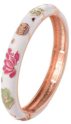 UJOY Emaille-Armreif für Frauen, handgefertigtes Blumenarmband für Damen, Vintage-Schmuck, Geschenk, mehrteilig, lila, Valentinstag, Liebesarmband mit Armband-Boxen, Andenken, Kupfer-Gold,