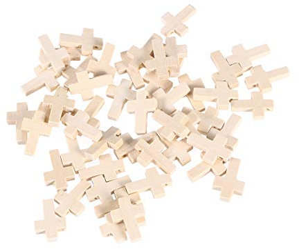 HEALLILY 50 Stück Holzkreuz Anhänger Perlen Männer Frauen Schmuck Zubehör für Handwerk Herstellung