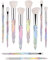 Makeup Brush Set 10 Piece Essential Make-up Brushes Kit for Powder Liquid Cream Cosmetics Blending Blush Concealer Brushes Transparent Plastic Handle (White)