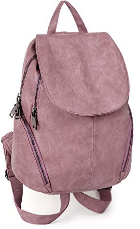 UTO-Frauen-Rucksack-Geldbeutel PU Gewaschene Leder-große Kapazitäts-Damen-Rucksack-Umhängetasche neues Lila