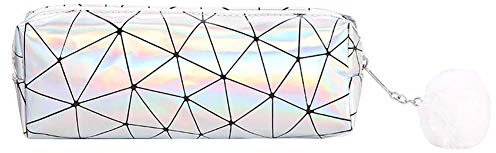 Federmäppchen Federtasche Federtasche Bleistift Beutel Office Stiftehalter Organizer Stationäre Tasche Studenten Pencil Case Kosmetiktasche Make-up Tasche Für Frauen Mädchen Schminktasche,Silber
