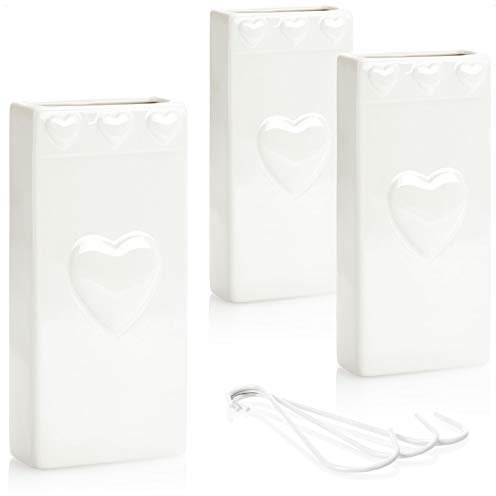 com-four® 3x Luftbefeuchter Heizung - Heizkörper Luftbefeuchter mit Herzmuster - Heizung Wasserverdunster aus Keramik (weiß - Herz)