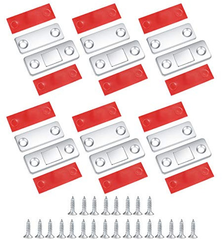 6 Pcs Ultra Thin Door Magnets, Magnetic Door Catches for Cupboards, Stainless Steel Cabinet Latches for Sliding Door, Kitchen, Window, Closet - Silver