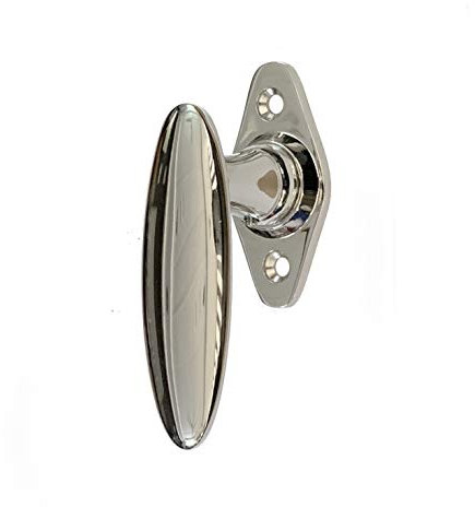 Antikas - Fensterolive Messing vernickelt glänzend - Fenstergriff - 9,6x4,7 cm