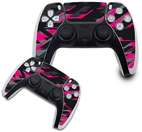 Finest Folia Schutzfolie kompatibel mit PS5 Sticker Hülle für Spiele Konsolen Controller Gehäuse Aufkleber Vinyl Folie Skin gegen Kratzer Design Cover R140 (Controller Set, Nr. 15 Neon Pink)
