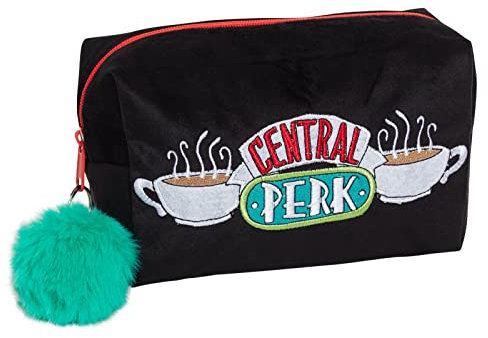 FRIENDS Trousse de maquillage en velours doux pour femme - Trousse à crayons - Double face - Trousse de toilette double face - Trousse de voyage pour amis, Noir , Taille unique, Trousse de maquillage