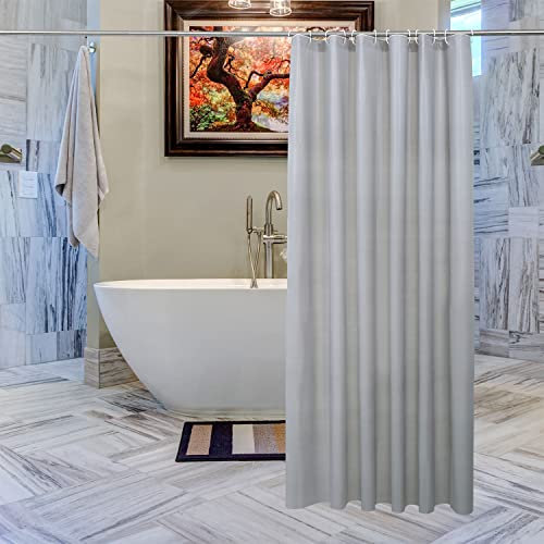 Trimming Shop Shower Curtain With 12 Hooks, Mold and Mildew Resistant 72x72 Inch Long, Washable PEVA Plain Bathroom Curtains, Shower Curtain Liner 180 x 180cm Long, Grey