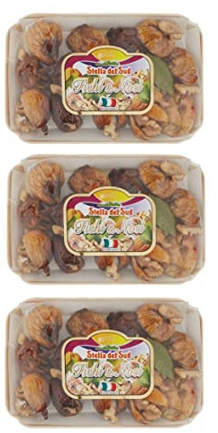Zeus Party 3 Confezioni di Fichi e Noci di Stella Del Sed Frutta Secca Senza Guscio Confezioni da 250g