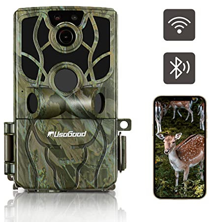 usogood Wildlife Camera WiFi 4K 48MP 30FPS Bluetooth with Night Vision Motion Activated, IP66 Waterproof Trail Camera with 120° Motion Detection Sensor for Outdoor Garden Wildlife Monitoring, Hunting