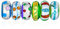 Bling Jewelry Conjunto De 6 De Cristal De Murano 3D Lámpara De Trabajo De Múltiples Colores Verde Azul Oro Foil Metálico Pintado A Mano Raya Puntos Y Remolino Encanto.925 De Plata Esterlina